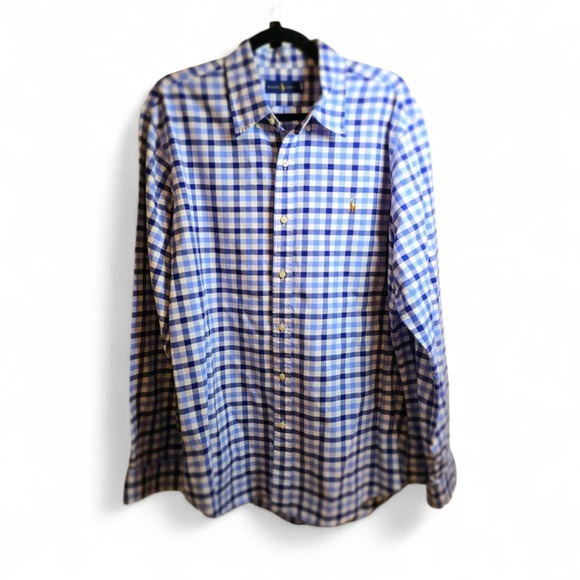 Ralph Lauren Other - Ralph Lauren Men's XL Gingham Button Down Shirt Blue Classic Fit Cotton